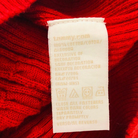 TOMMY HILFIGER Red Cable Knit Full Zip Cardigan - Picture 5 of 5